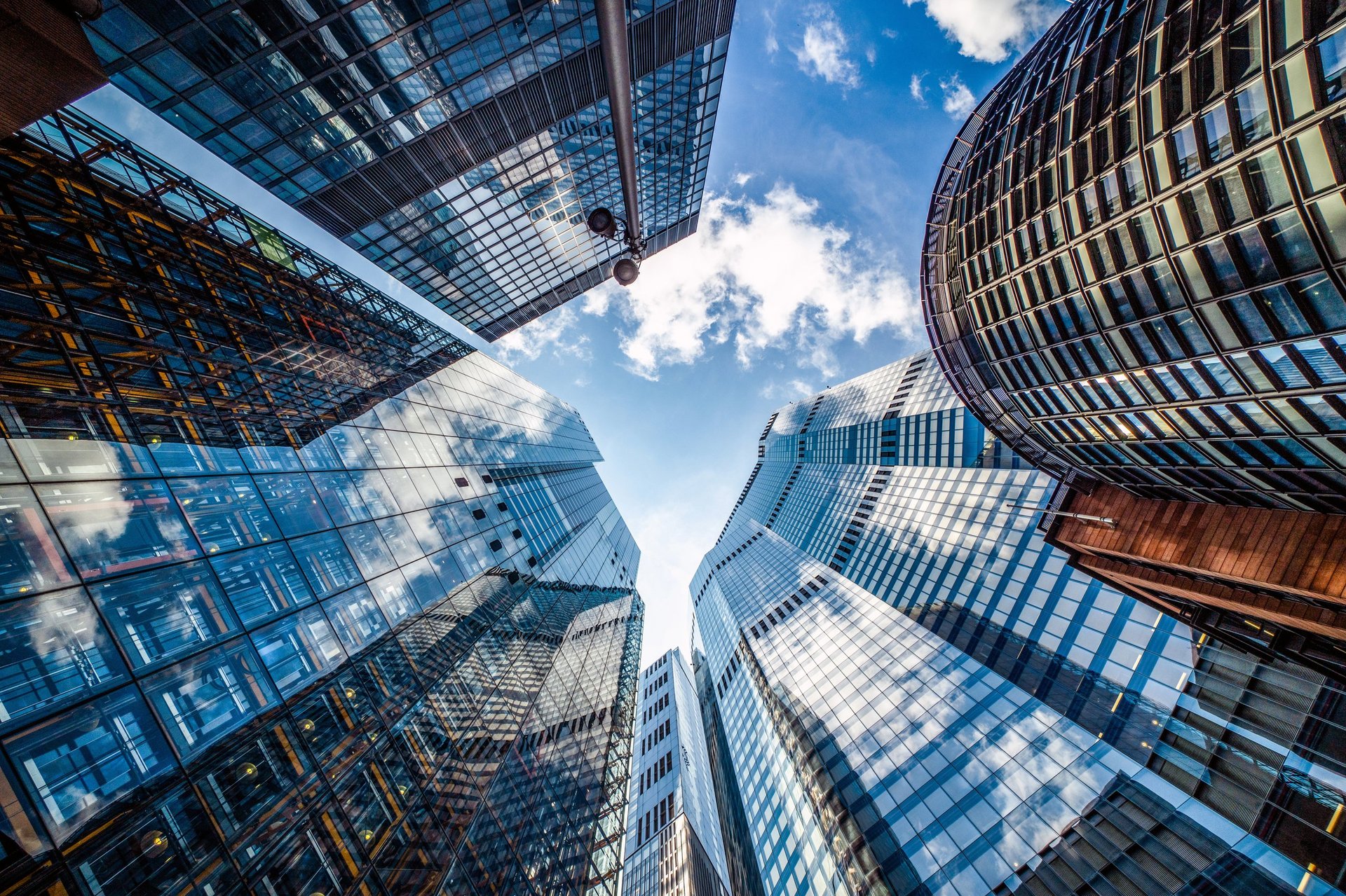 Modern glass skyscrapers representing commercial property investment